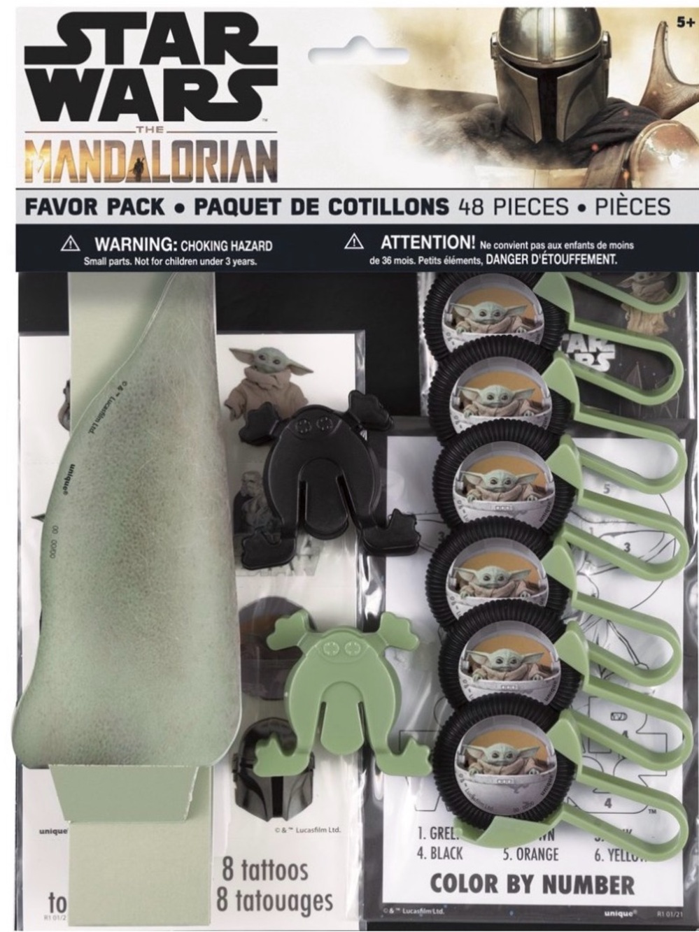 Star Wars The Mandalorian Favor Pack with Baby Yoda Prints - 48 Pieces